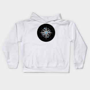 Endless Texture of Cosmic Universe with Ice Crystal Mechanical Stars Kids Hoodie